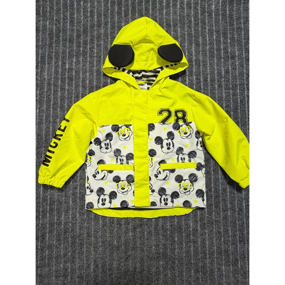 Disney Mickey Mouse Packable Rain Jacket Kids 3T Outdoors Travel Waterproof